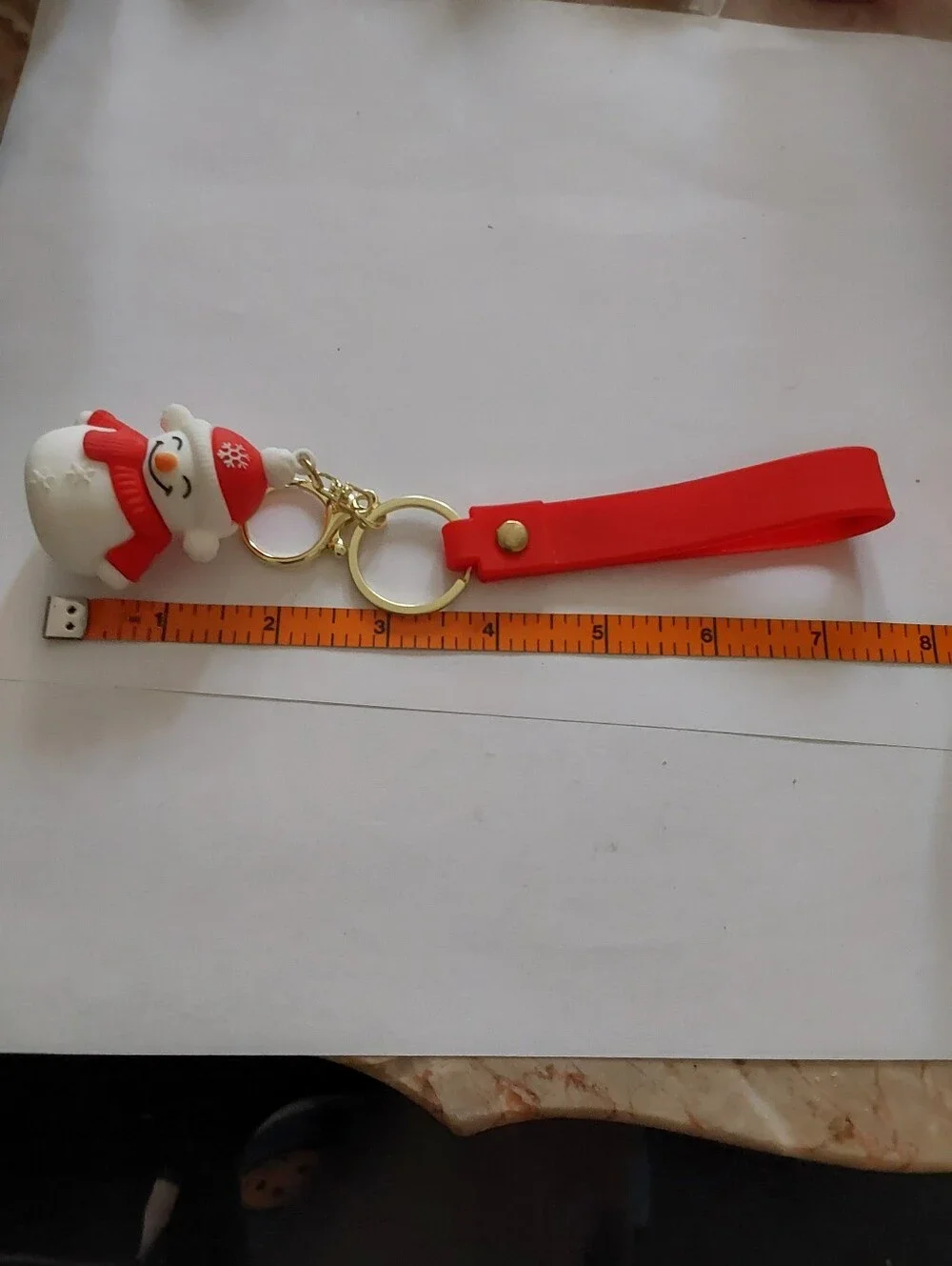 Merry Christmas Red & White Snowman Bag Charm
